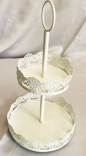 Suporte Doce Metal Branco Dois Andares Pequeno