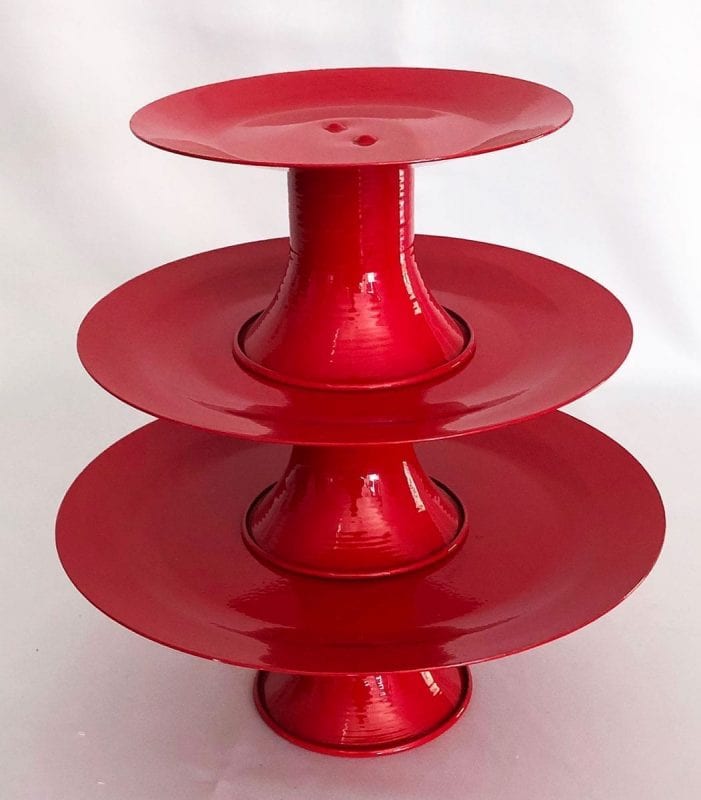 Suporte Trio Metal Esmaltado Vermelho