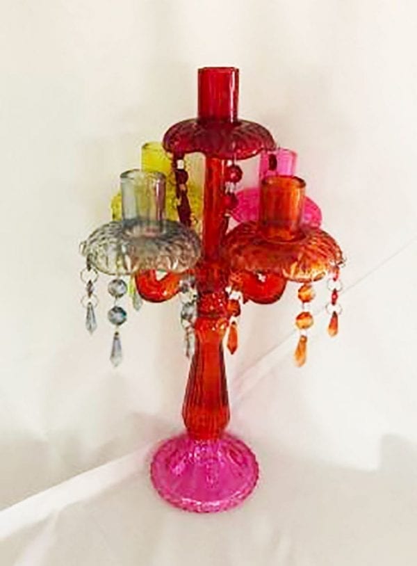 Candelabro Vidro Multicolor 41x20cm