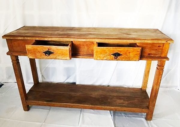 Mesa Aparadora Madeira 2 Gavetas 140×040m
