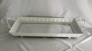 Bandeja Metal Espelhada Retangular Grande 55x30cm 1